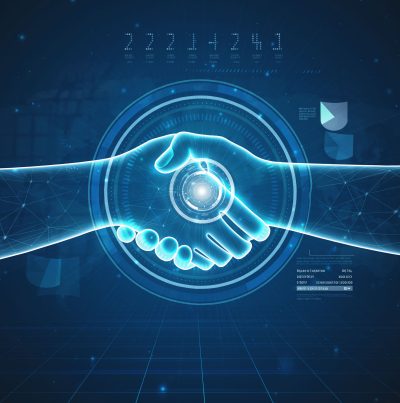 Firefly_Generate-a-sleek-futuristic-image-representing-a-technology-partnership.-Show-two-st-686234-1